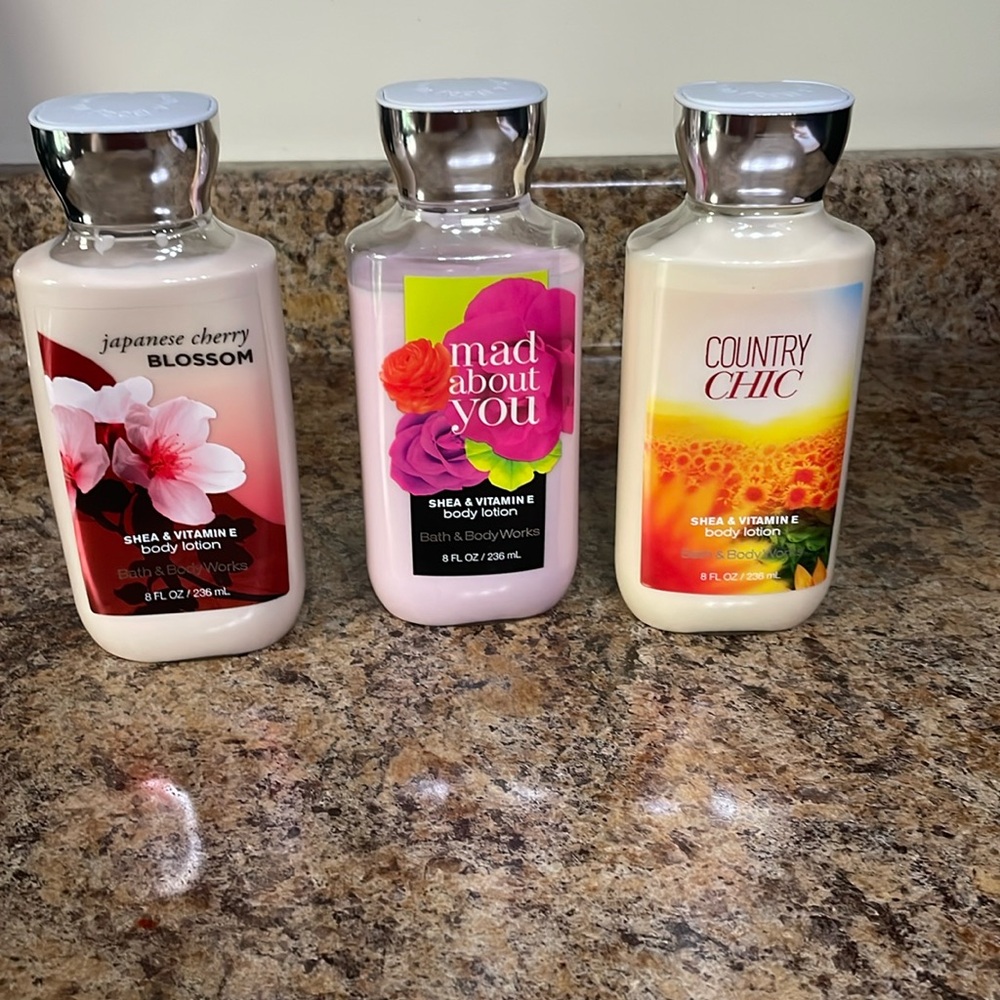 Bath and body works- Japanese cherry blossom, mad about you and country chic